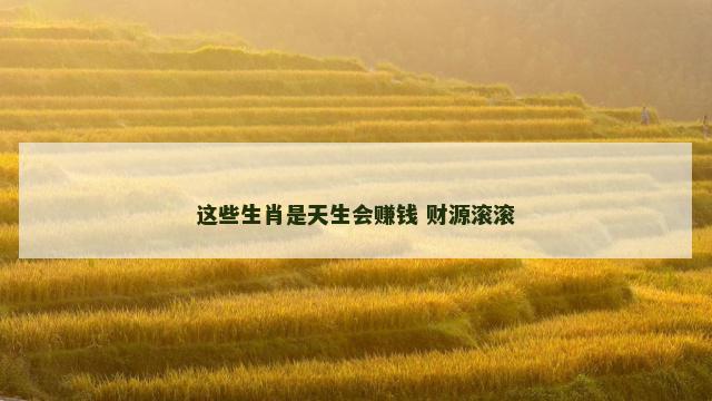 这些生肖是天生会赚钱 财源滚滚