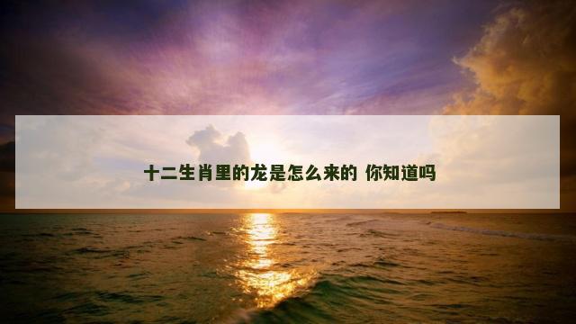 十二生肖里的龙是怎么来的 你知道吗