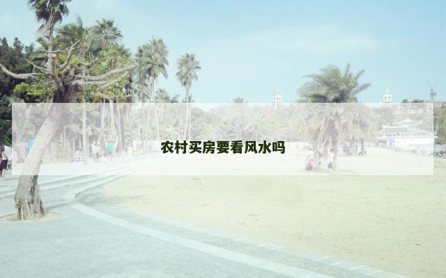 农村买房要看风水吗