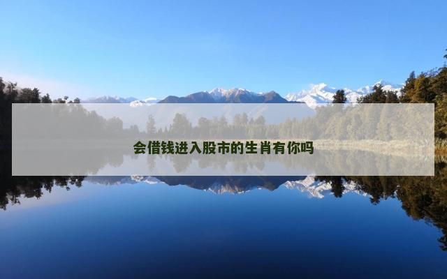 会借钱进入股市的生肖有你吗