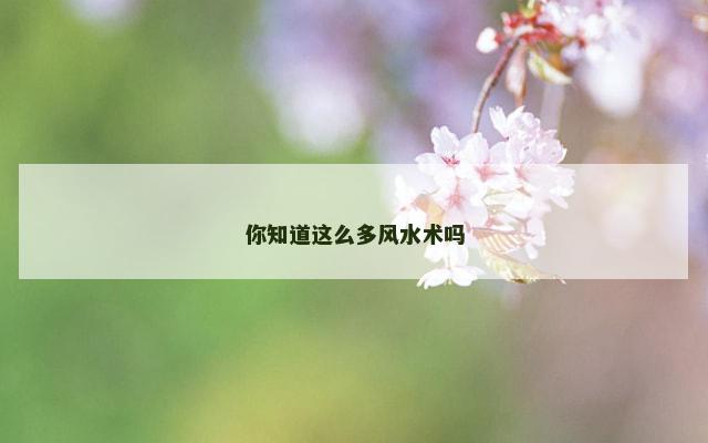 你知道这么多风水术吗