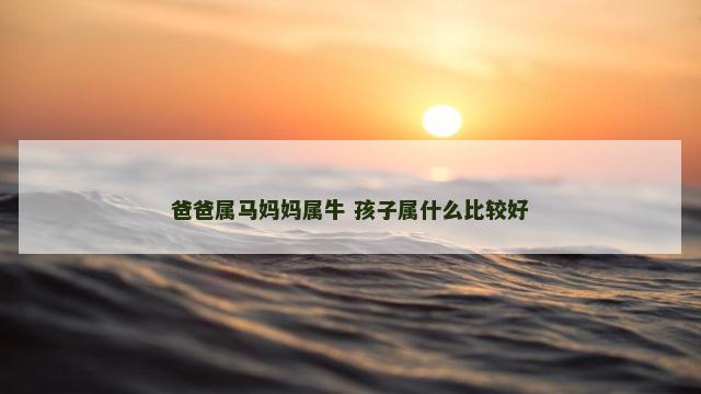 爸爸属马妈妈属牛 孩子属什么比较好