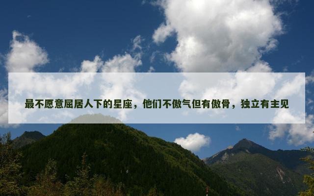 最不愿意屈居人下的星座，他们不傲气但有傲骨，独立有主见