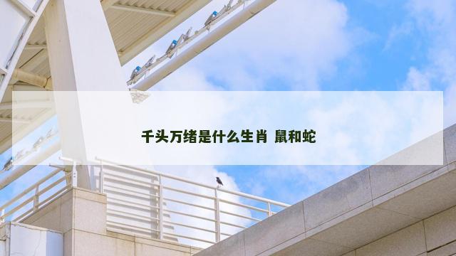 千头万绪是什么生肖 鼠和蛇