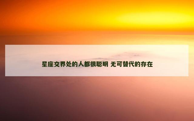 星座交界处的人都很聪明 无可替代的存在