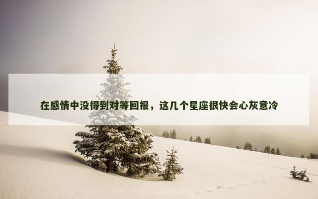 在感情中没得到对等回报，这几个星座很快会心灰意冷
