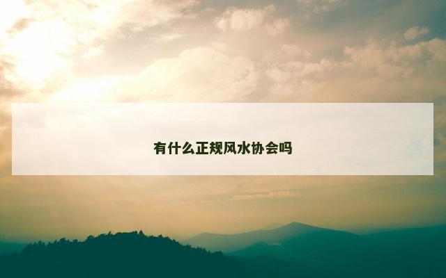 有什么正规风水协会吗