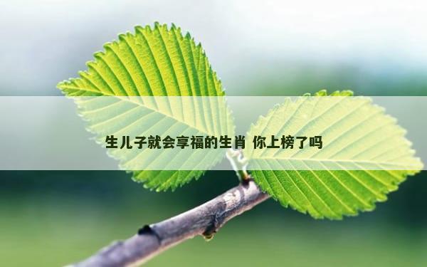生儿子就会享福的生肖 你上榜了吗