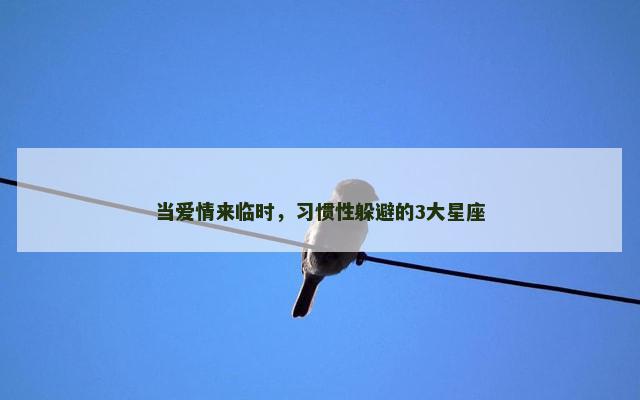 当爱情来临时，习惯性躲避的3大星座