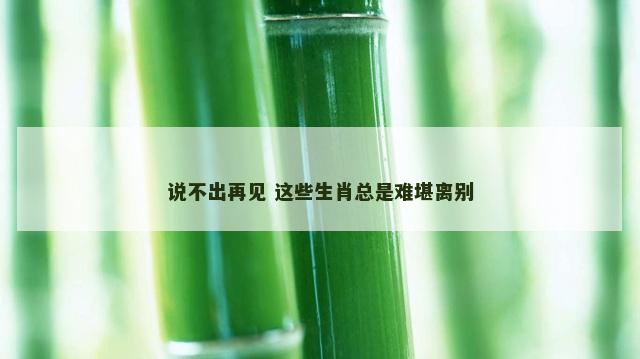 说不出再见 这些生肖总是难堪离别