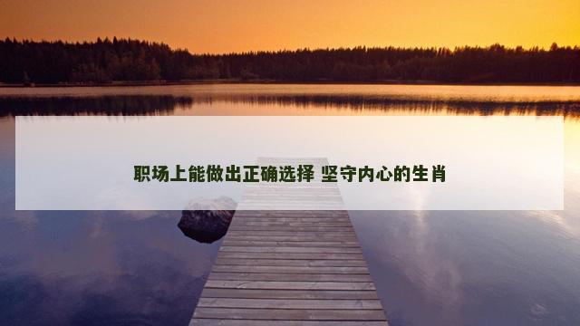 职场上能做出正确选择 坚守内心的生肖