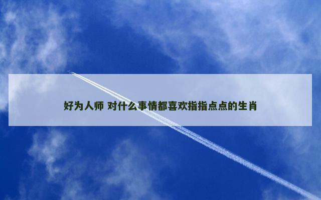 好为人师 对什么事情都喜欢指指点点的生肖