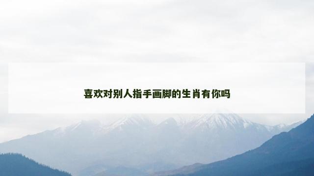 喜欢对别人指手画脚的生肖有你吗