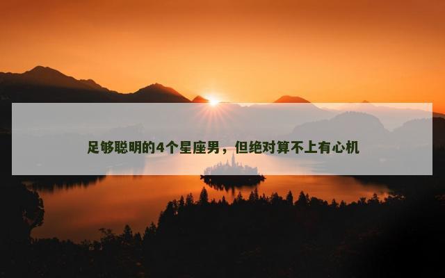 足够聪明的4个星座男，但绝对算不上有心机