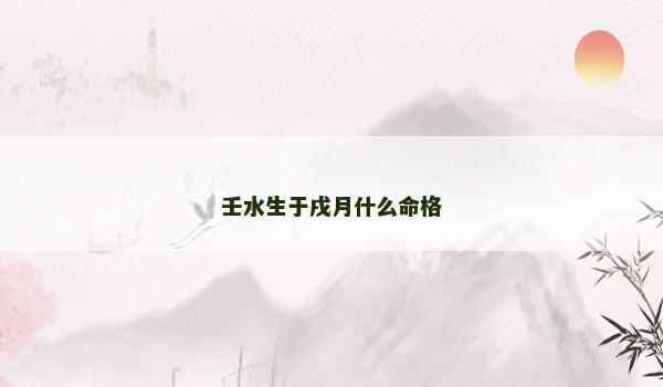 壬水生于戌月什么命格