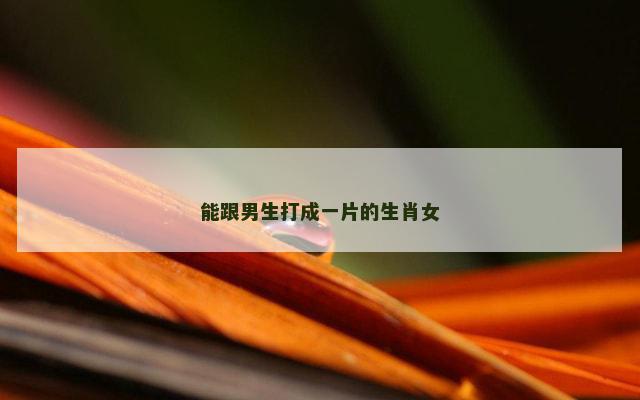 能跟男生打成一片的生肖女