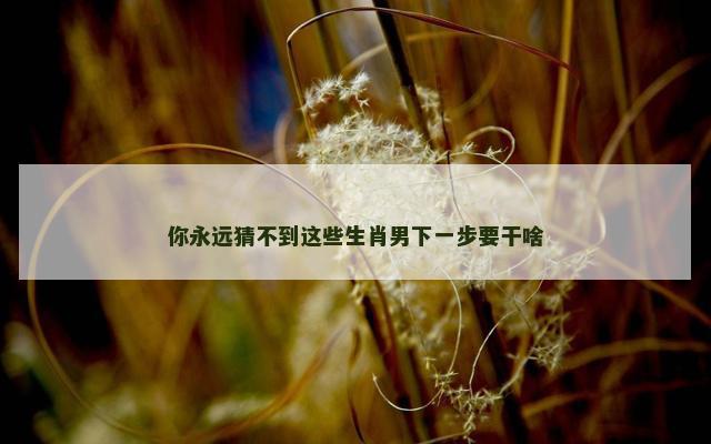 你永远猜不到这些生肖男下一步要干啥