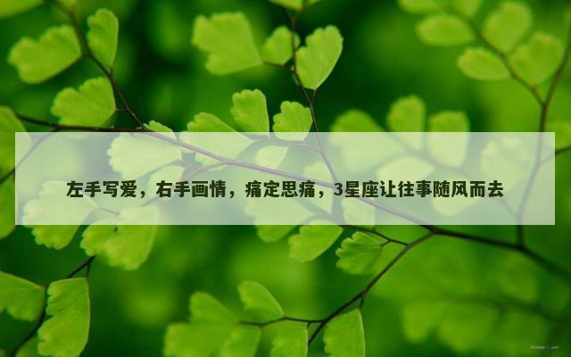 左手写爱，右手画情，痛定思痛，3星座让往事随风而去