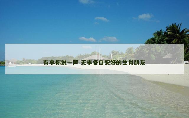 有事你说一声 无事各自安好的生肖朋友