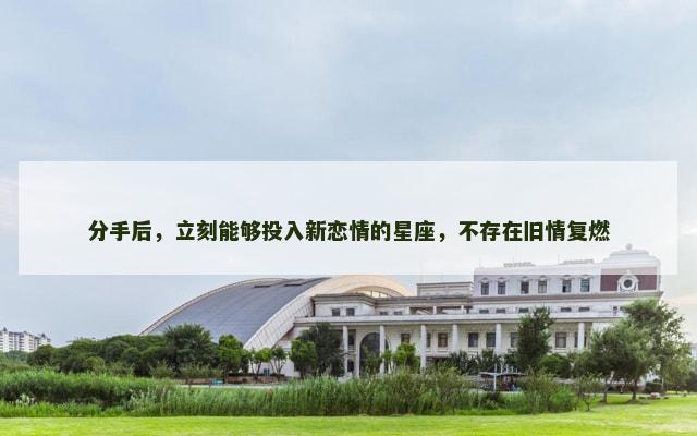 分手后，立刻能够投入新恋情的星座，不存在旧情复燃