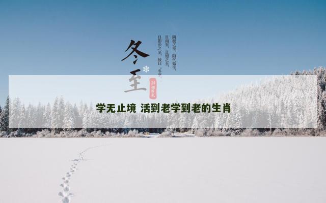 学无止境 活到老学到老的生肖