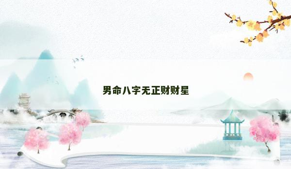 男命八字无正财财星