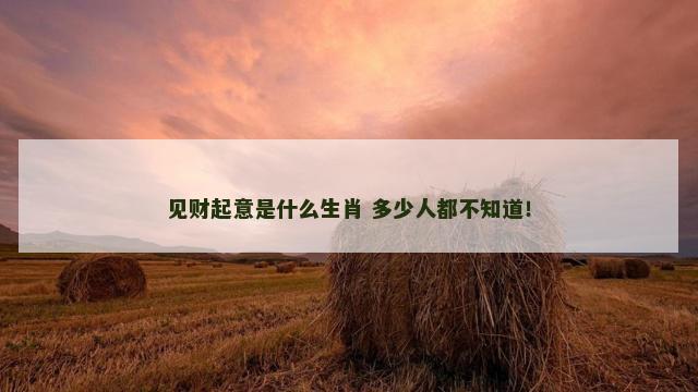 见财起意是什么生肖 多少人都不知道！