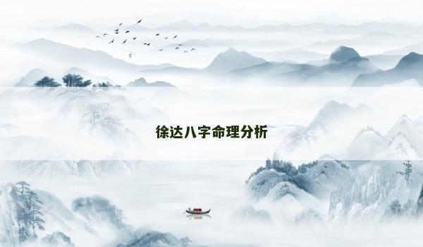徐达八字命理分析