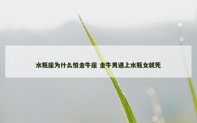 水瓶座为什么怕金牛座 金牛男遇上水瓶女就死