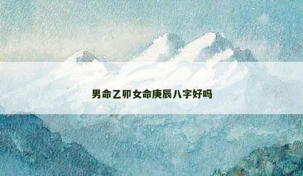 男命乙卯女命庚辰八字好吗