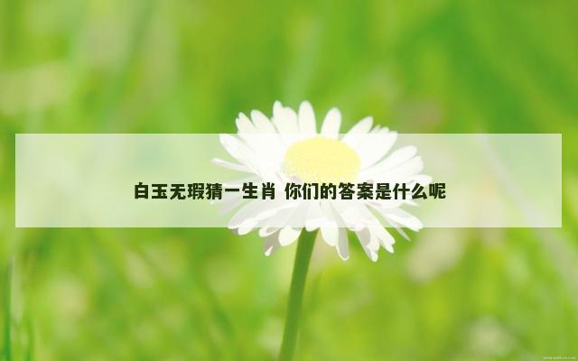 白玉无瑕猜一生肖 你们的答案是什么呢