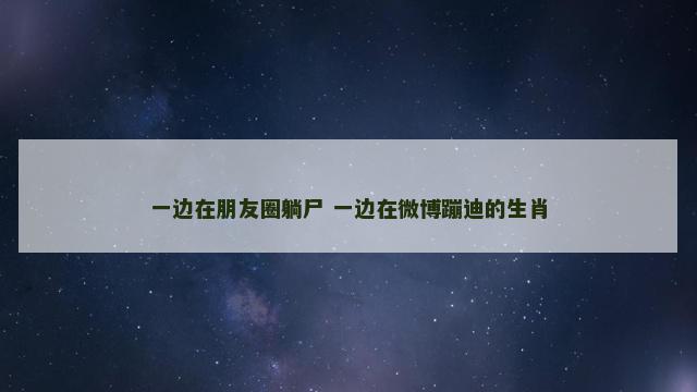 一边在朋友圈躺尸 一边在微博蹦迪的生肖