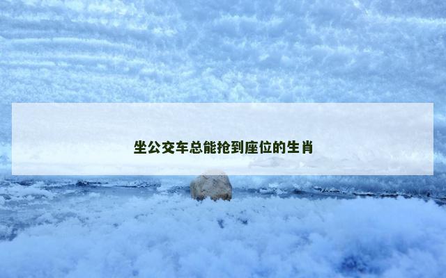 坐公交车总能抢到座位的生肖