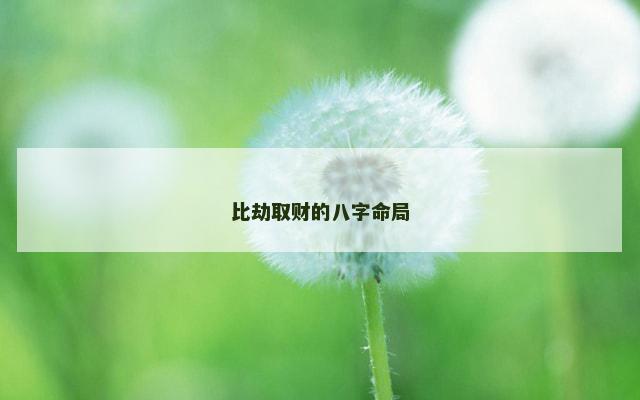 比劫取财的八字命局