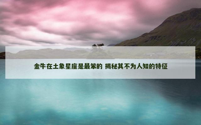金牛在土象星座是最笨的 揭秘其不为人知的特征