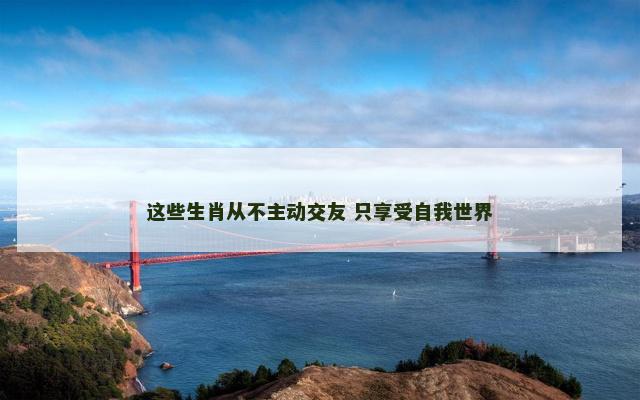这些生肖从不主动交友 只享受自我世界