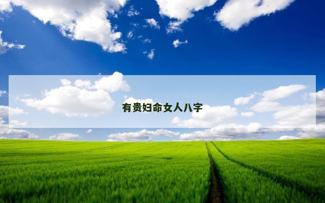 有贵妇命女人八字
