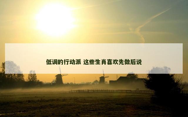 低调的行动派 这些生肖喜欢先做后说