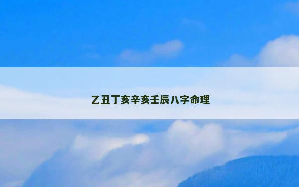 乙丑丁亥辛亥壬辰八字命理