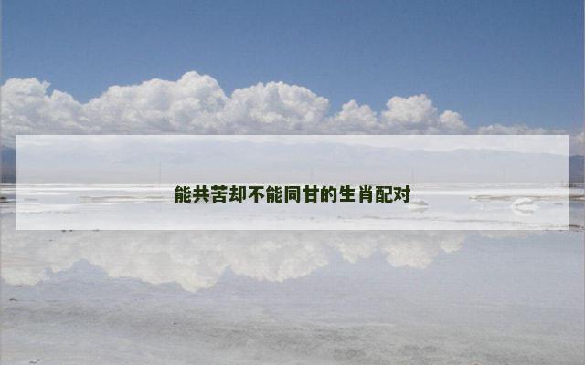 能共苦却不能同甘的生肖配对