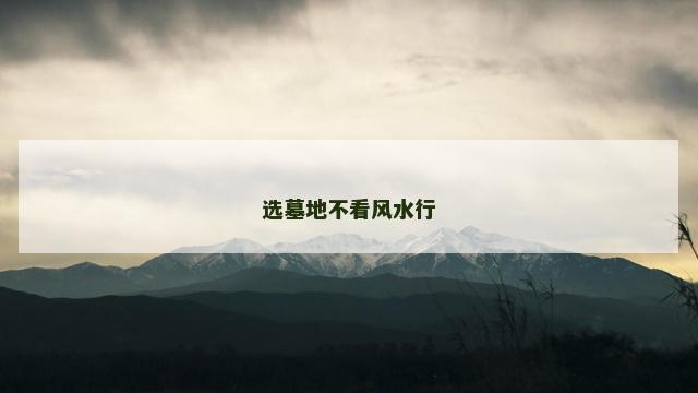 选墓地不看风水行