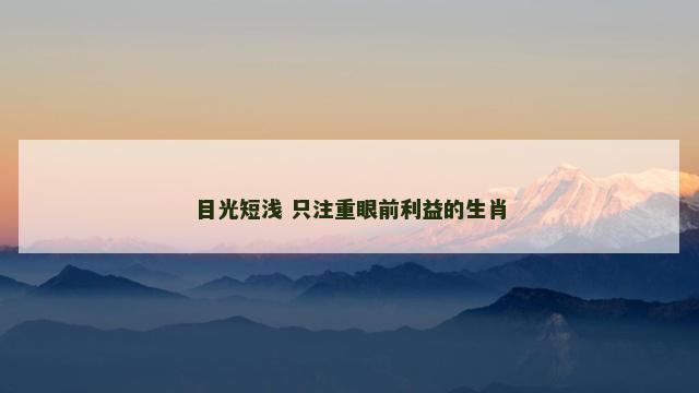 目光短浅 只注重眼前利益的生肖