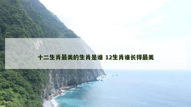 十二生肖最美的生肖是谁 12生肖谁长得最美