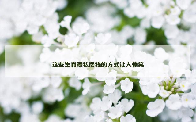 这些生肖藏私房钱的方式让人偷笑