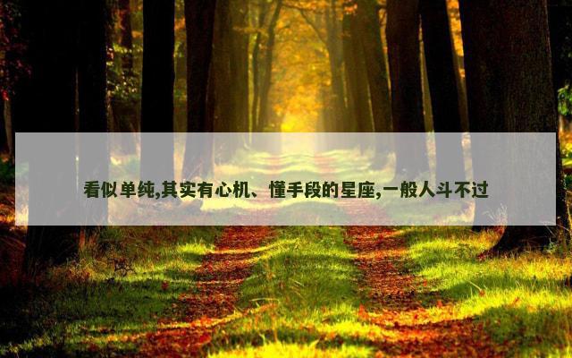 看似单纯,其实有心机、懂手段的星座,一般人斗不过