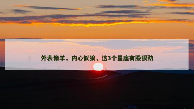 外表像羊，内心似狼，这3个星座有股狠劲