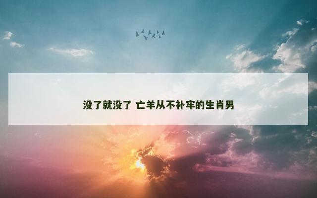 没了就没了 亡羊从不补牢的生肖男