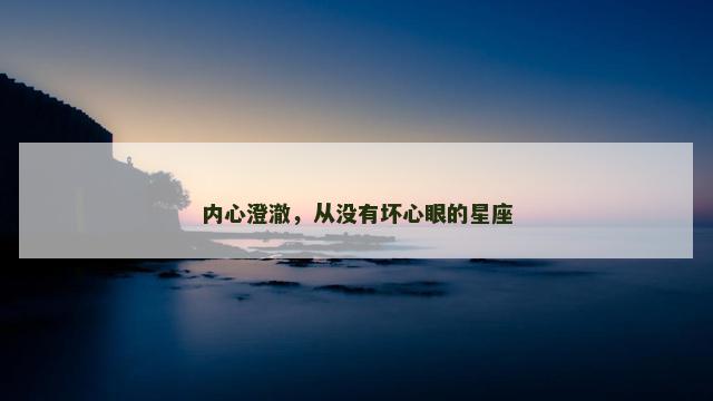 内心澄澈，从没有坏心眼的星座