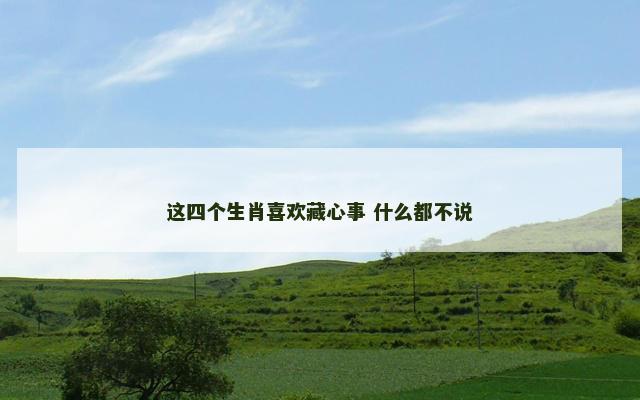 这四个生肖喜欢藏心事 什么都不说