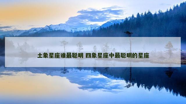 土象星座谁最聪明 四象星座中最聪明的星座